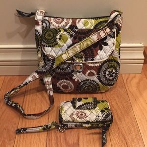 Vera Bradley Cocoa Moss Bag Crossbody and Wristlet